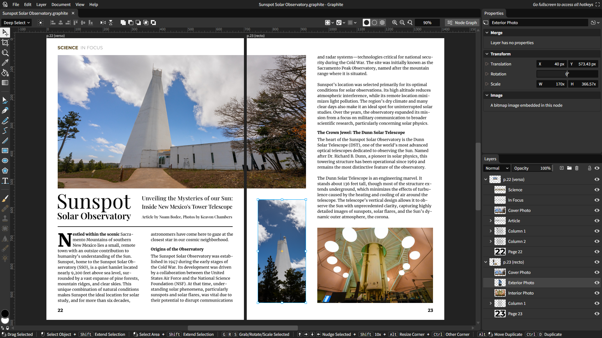 Design for a magazine spread, a preview of the upcoming focus on desktop publishing