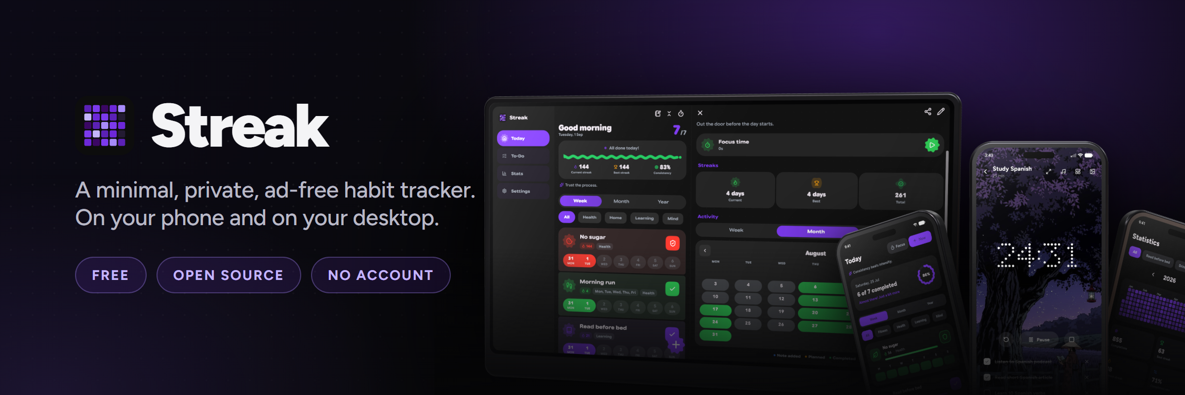 https://github.com/InlitX/streak/blob/HEAD/Streak, a minimal, private, ad-free habit tracker