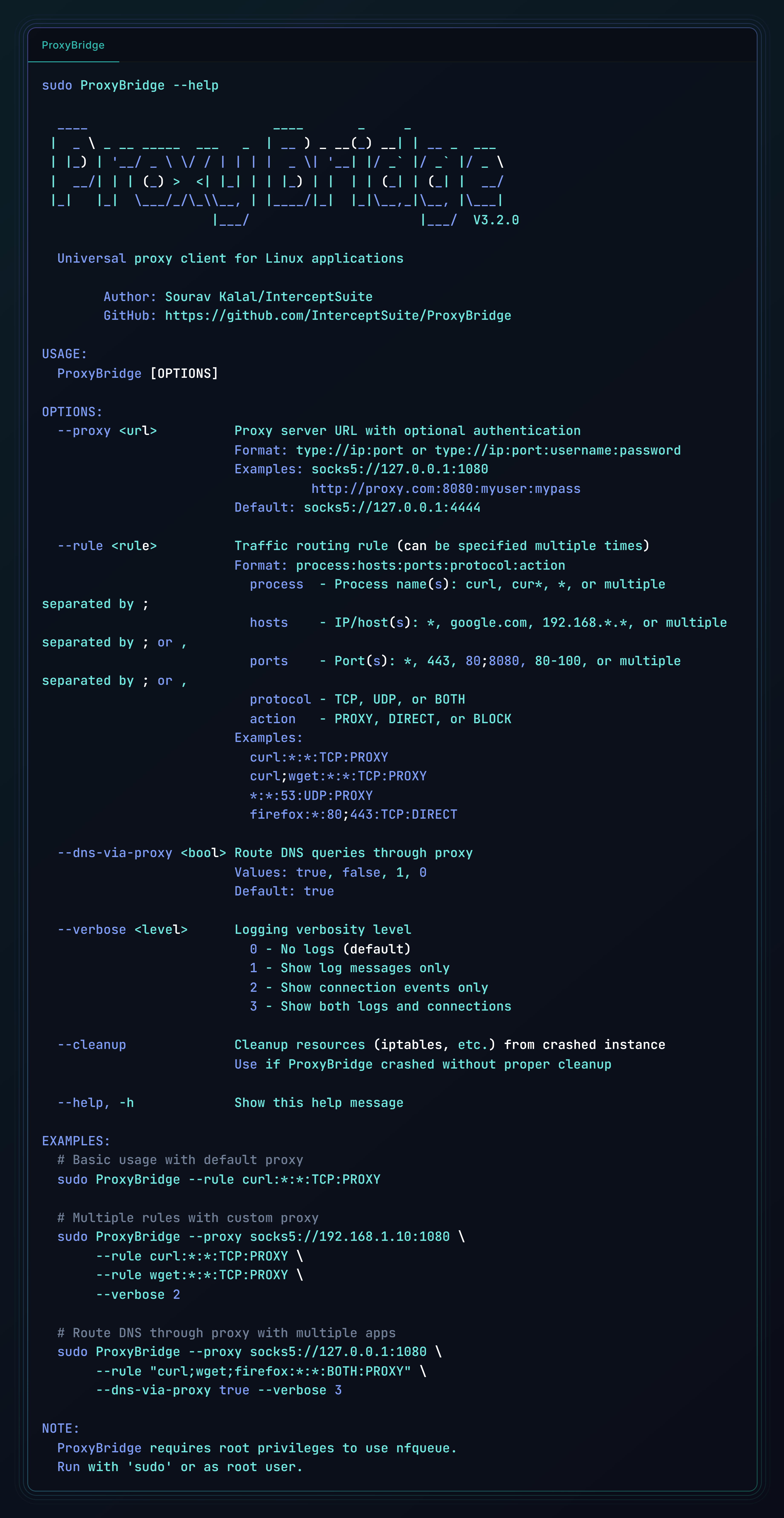 https://github.com/InterceptSuite/ProxyBridge/blob/HEAD/ProxyBridge Linux CLI