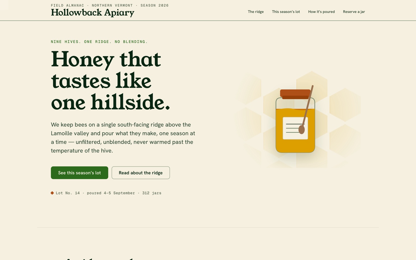 https://github.com/Nutlope/hallmark/blob/HEAD/Hollowback Apiary honey farm hero