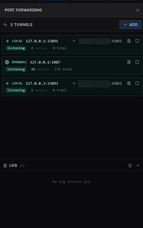 https://github.com/SinaXhpm/Submarine/blob/HEAD/Port forwarding panel: local, remote, and dynamic SOCKS tunnels with live connection counters