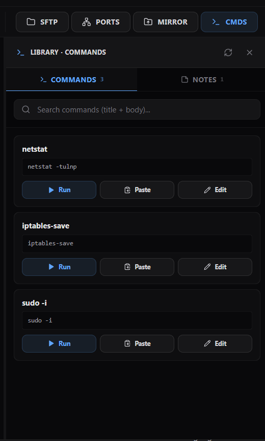 https://github.com/SinaXhpm/Submarine/blob/HEAD/Per-server command library with Run / Paste / Edit on each snippet, plus a Notes tab