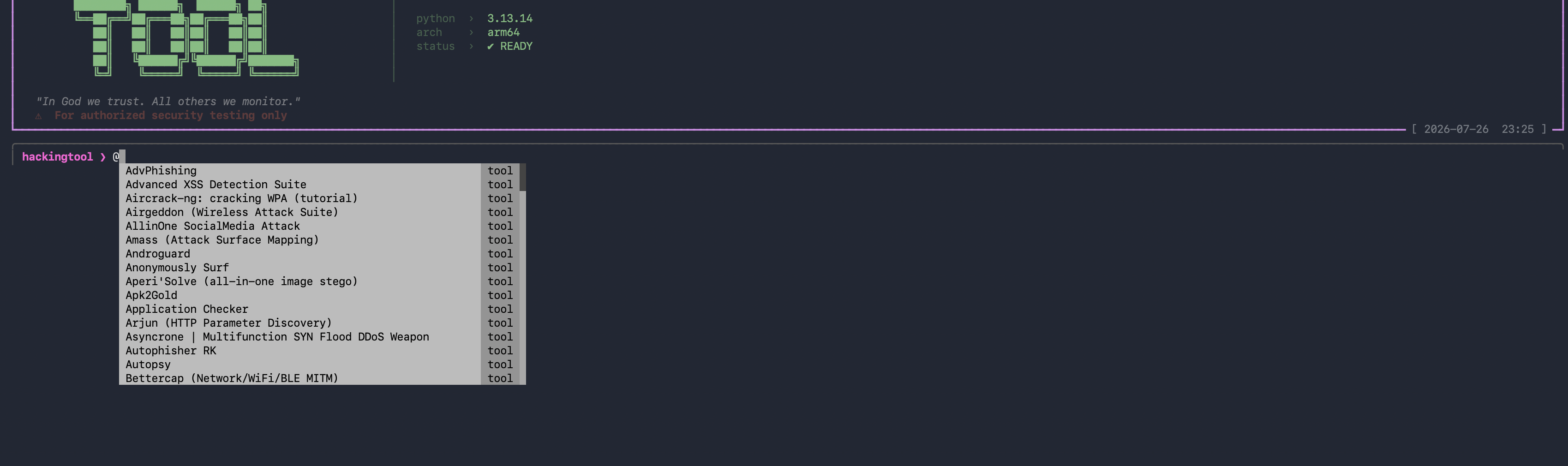 https://github.com/Z4nzu/hackingtool/blob/HEAD/typing @ in the hackingtool console completes tool names
