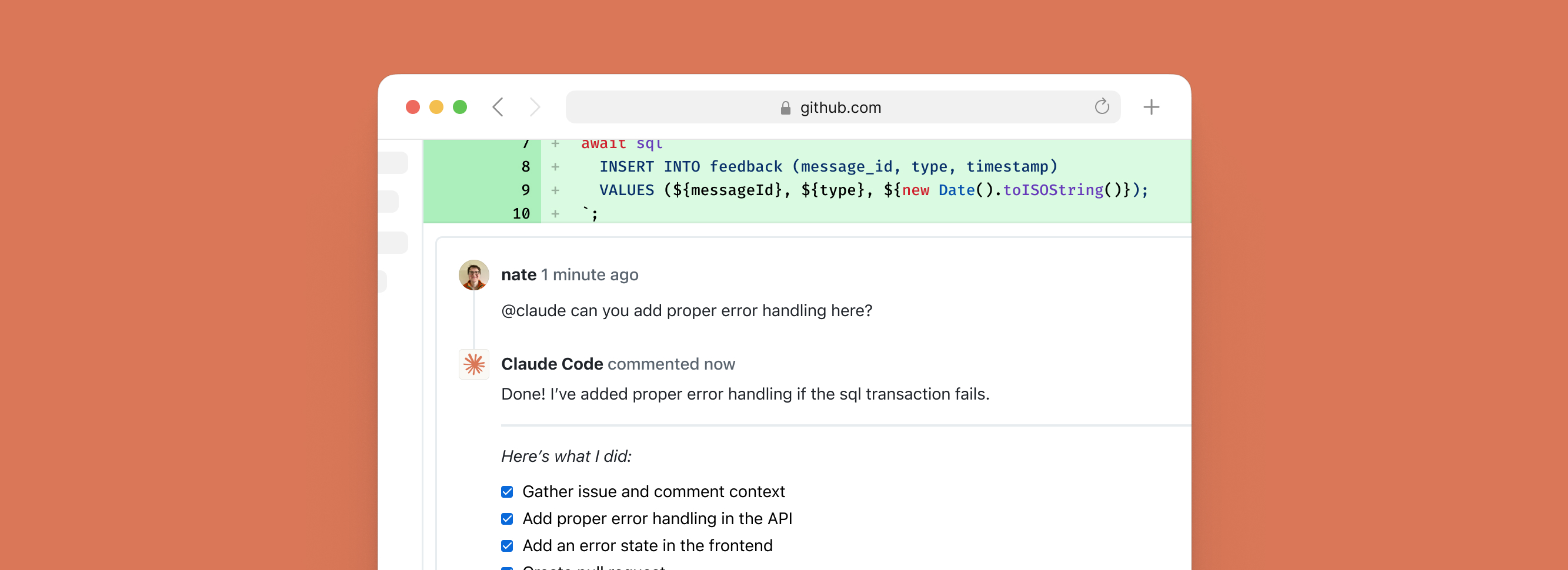 Claude Code Action responding to a comment