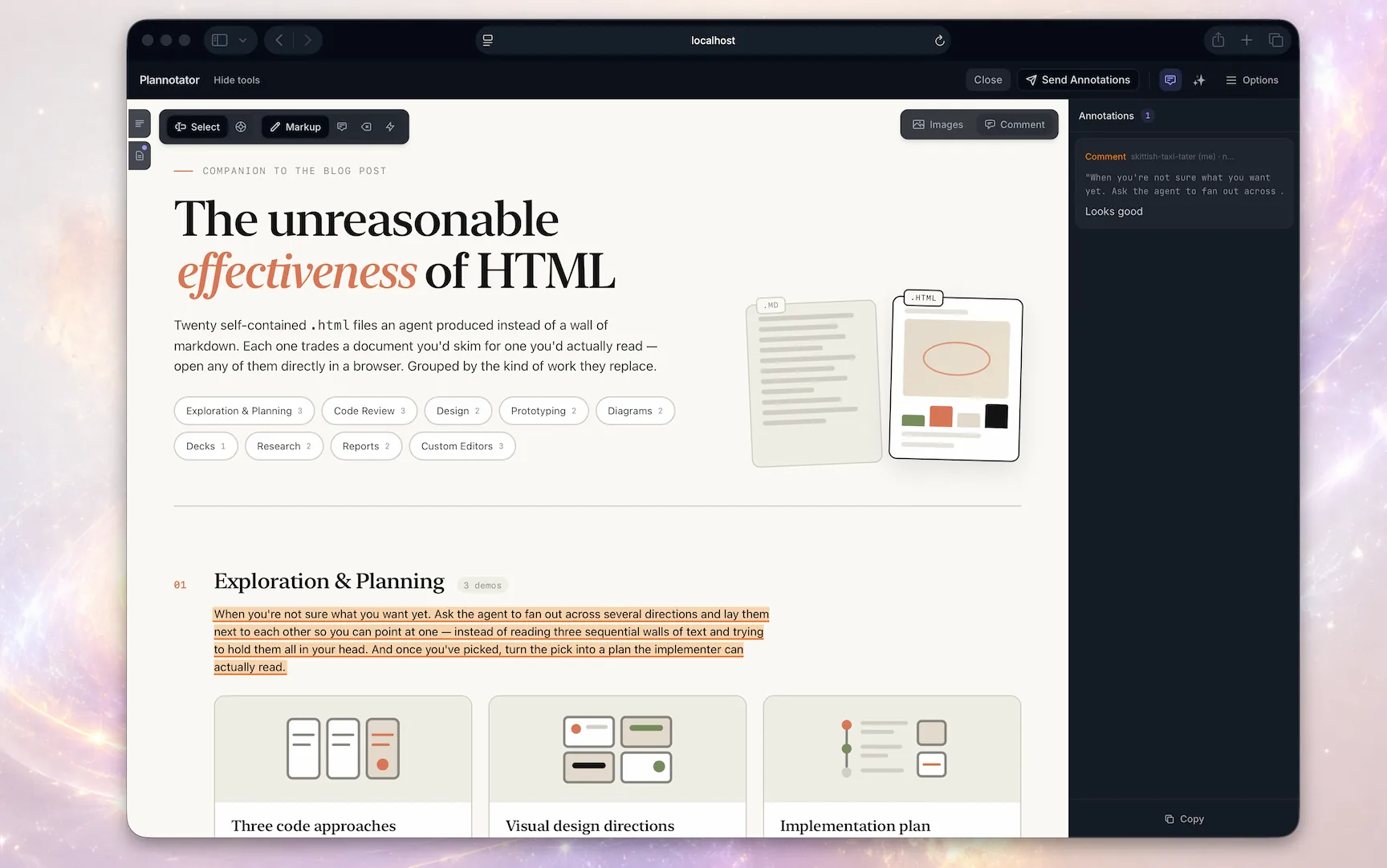 https://github.com/backnotprop/plannotator/blob/HEAD/Annotating a rendered HTML artifact