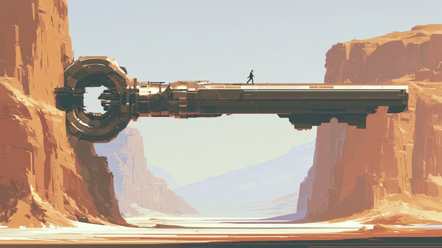 https://github.com/browser-use/browser-use/blob/HEAD/A person crossing an orange canyon on a giant key-shaped bridge, from the Browser Use website.