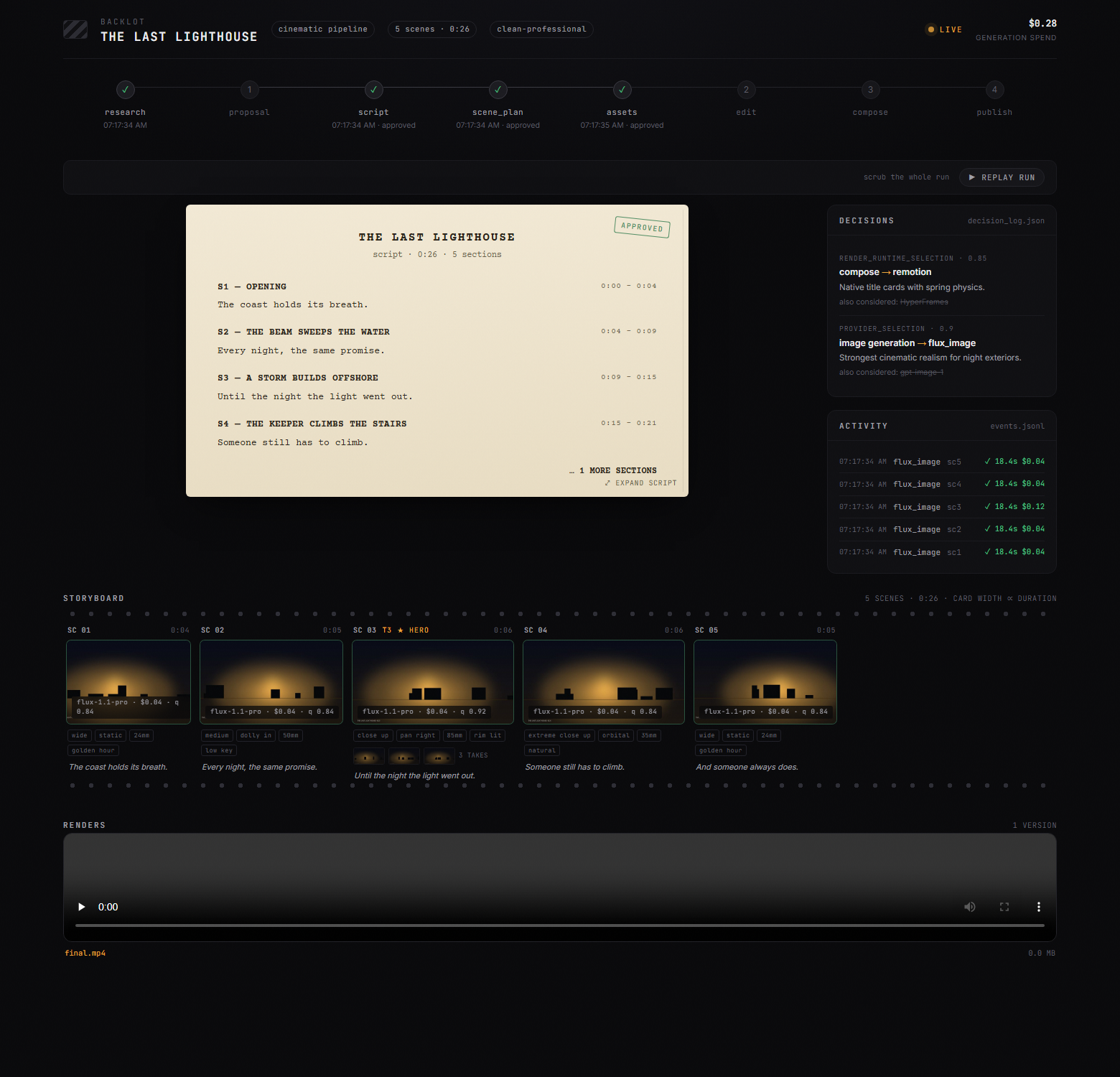 https://github.com/calesthio/OpenMontage/blob/HEAD/Backlot storyboard — filmstrip with takes and renders