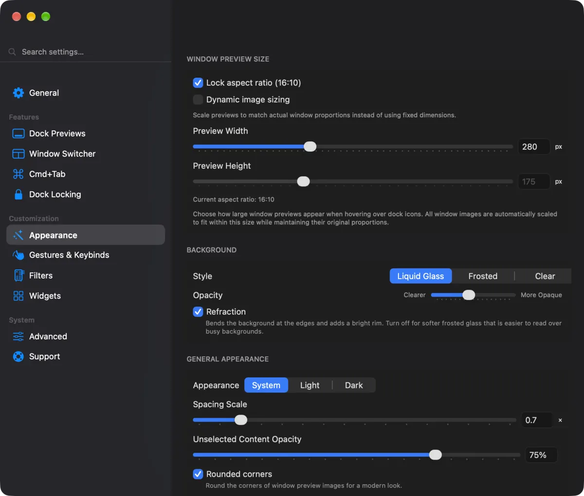 https://github.com/ejbills/DockDoor/blob/HEAD/DockDoor's Appearance settings