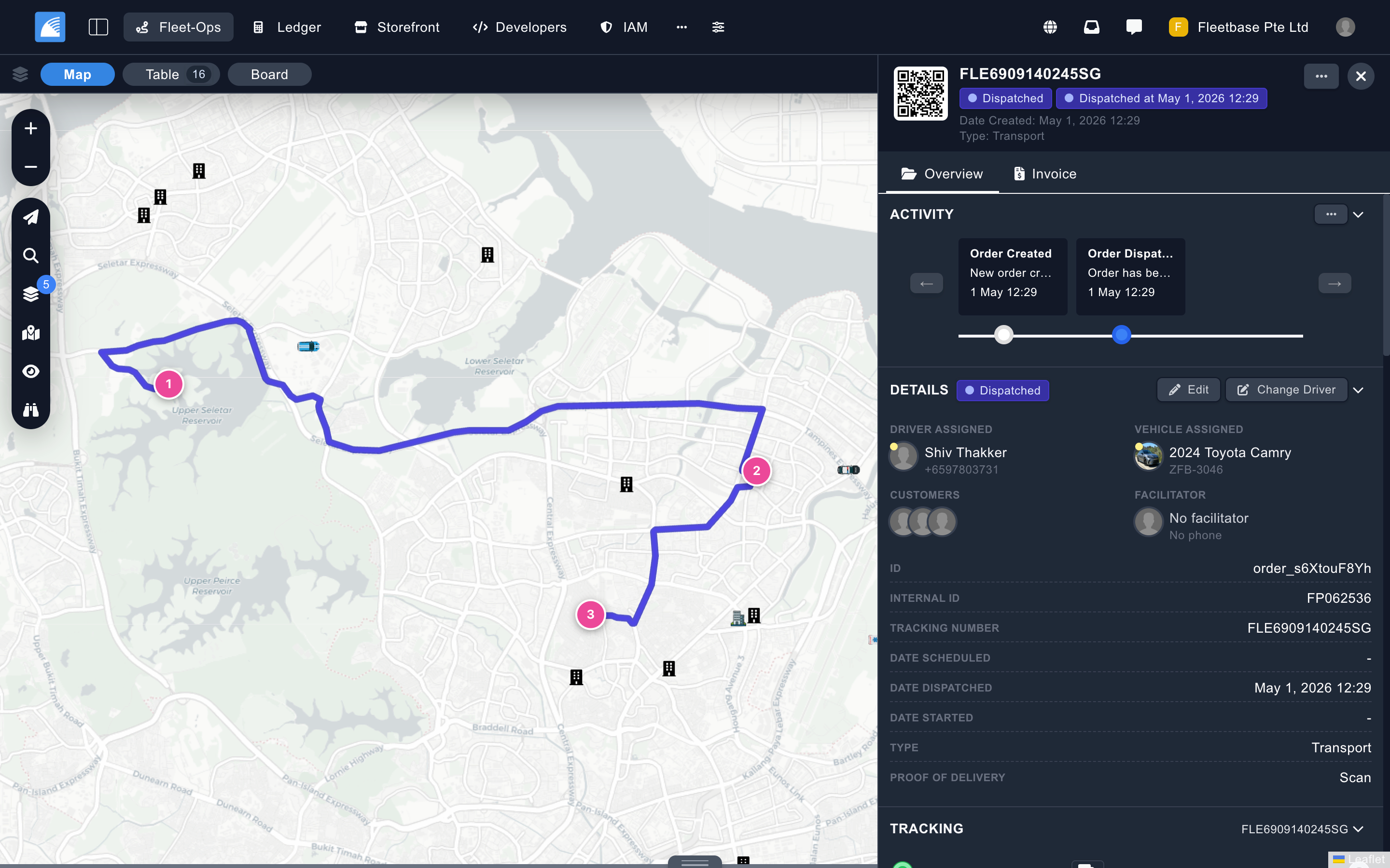 https://github.com/fleetbase/fleetbase/blob/HEAD/A multi-waypoint order in Fleet-Ops, showing the route on a map beside the order's activity, driver, and vehicle details
