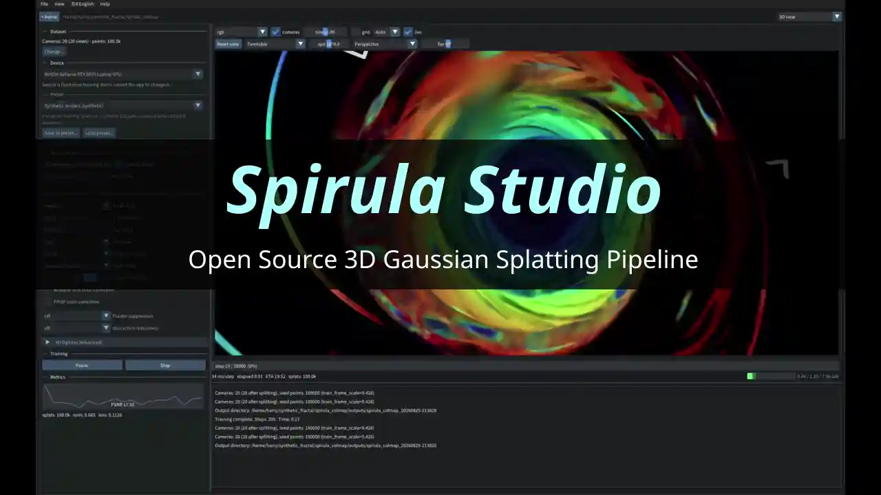 Spirula Studio - Open Source 3D Gaussian Splatting Pipeline