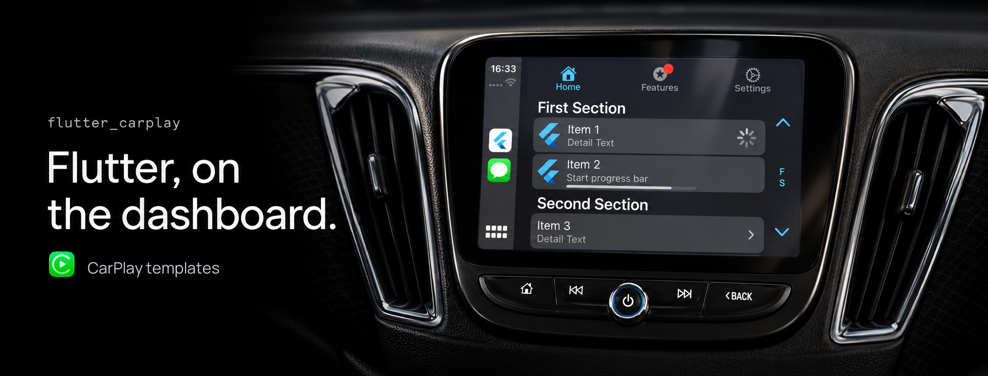 The example's authentic native dashboard interface