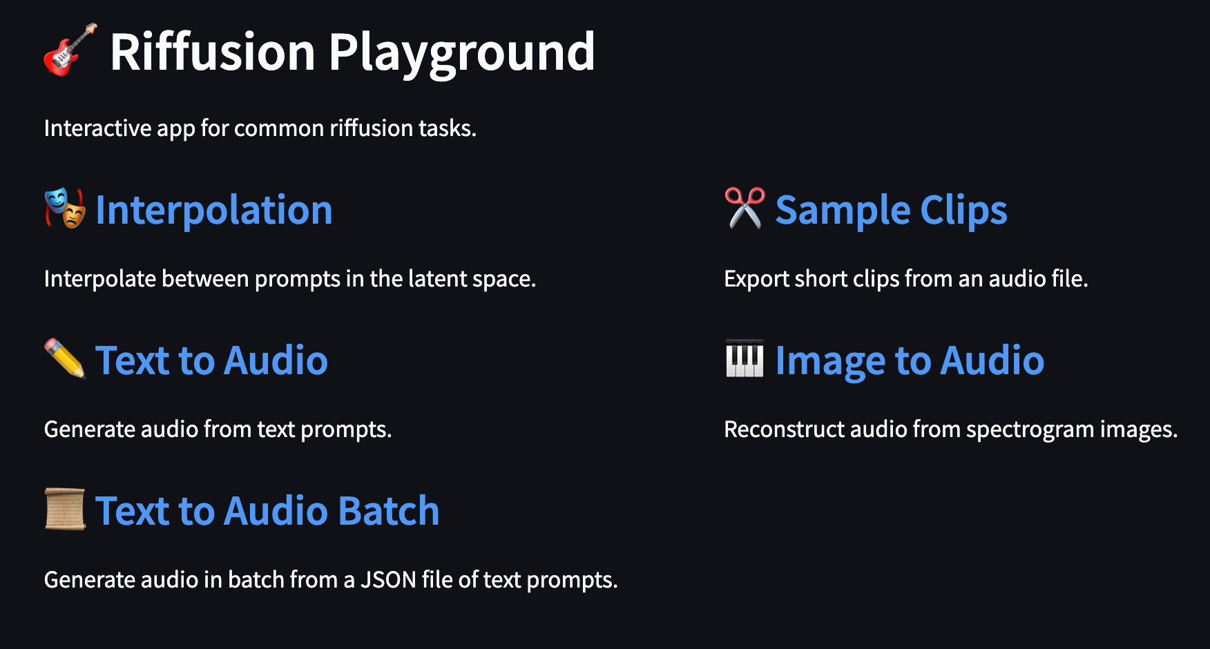 https://github.com/riffusion/riffusion-hobby/blob/HEAD/Riffusion Playground