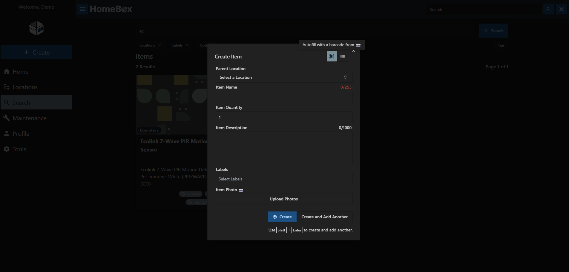 Create Item