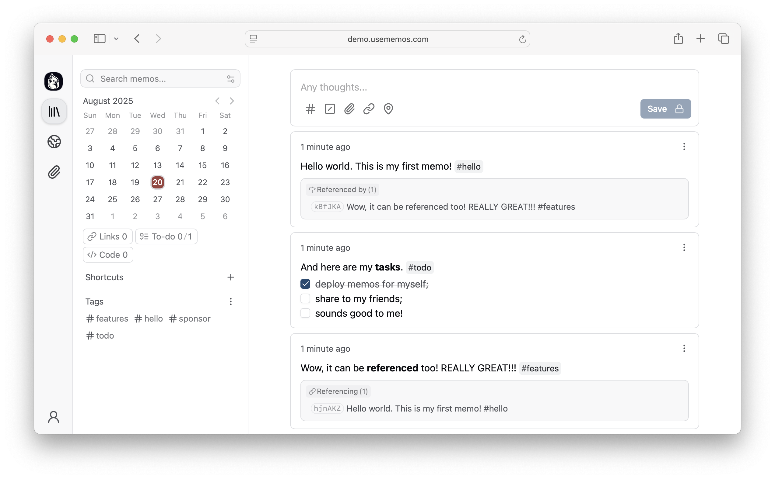 https://github.com/usememos/memos/blob/HEAD/Memos Demo Screenshot