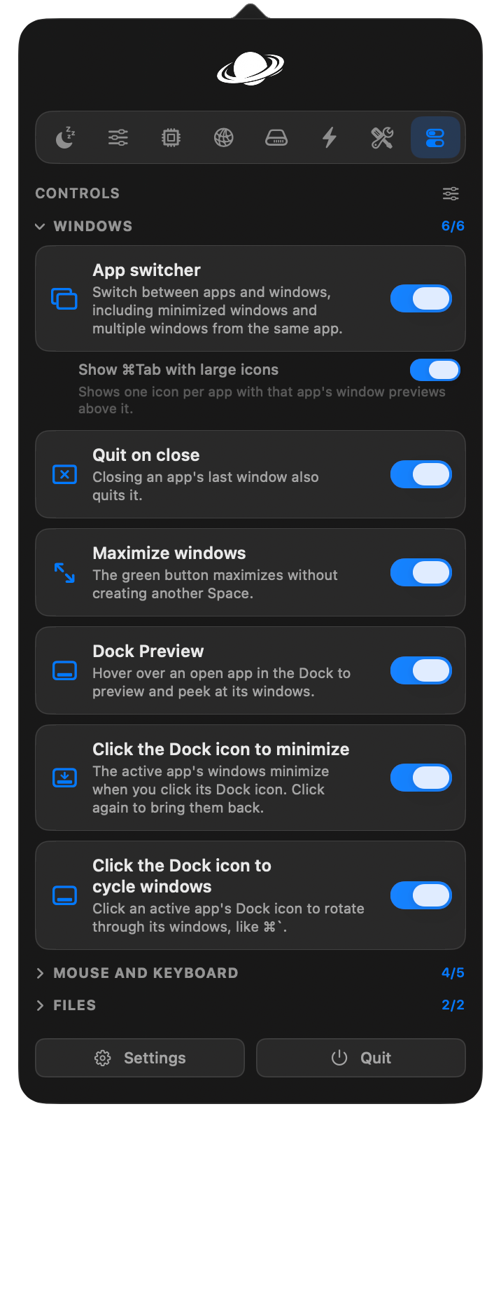 https://github.com/vorssaint/vorssaint-utils/blob/HEAD/Window controls with the app switcher and Dock features