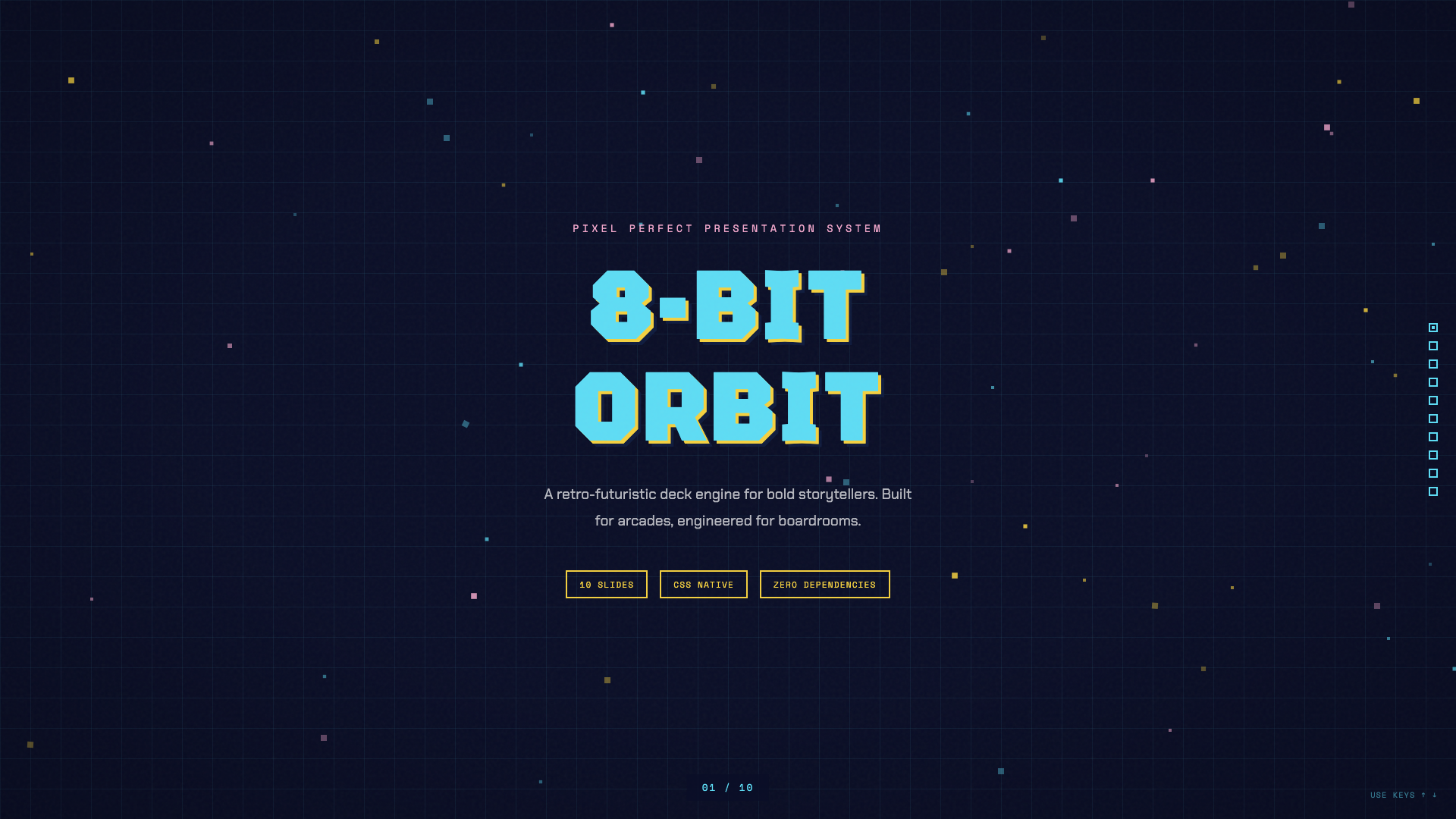 https://github.com/zarazhangrui/frontend-slides/blob/HEAD/8-Bit Orbit — slide 1
